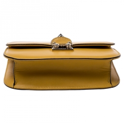 Pre Owned Valentino Yellow Leather Small Glam Lock Flap Bag