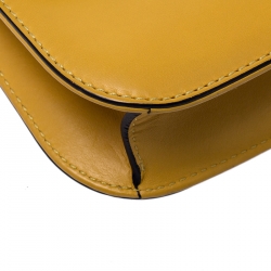 Pre Owned Valentino Yellow Leather Small Glam Lock Flap Bag