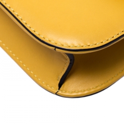 Pre Owned Valentino Yellow Leather Small Glam Lock Flap Bag