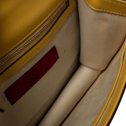 Pre Owned Valentino Yellow Leather Small Glam Lock Flap Bag
