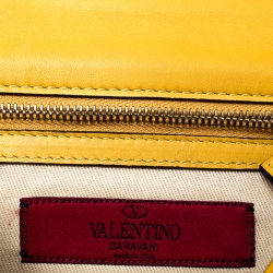 Pre Owned Valentino Yellow Leather Small Glam Lock Flap Bag