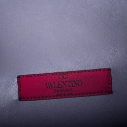 Pre Owned Valentino Grey Leather Studded Flap Crossbody Bag