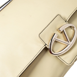 Pre Owned Valentino Light Yellow Leather Flap Shoulder Bag