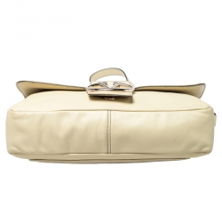 Pre Owned Valentino Light Yellow Leather Flap Shoulder Bag