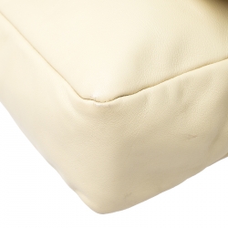 Pre Owned Valentino Light Yellow Leather Flap Shoulder Bag