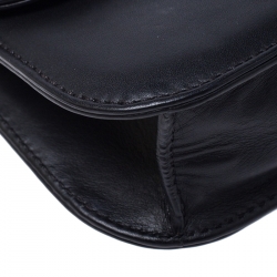 Pre Owned Valentino Black Leather Small Rockstud Glam Lock Flap Bag