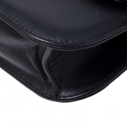 Pre Owned Valentino Black Leather Small Rockstud Glam Lock Flap Bag