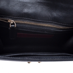 Pre Owned Valentino Black Leather Small Rockstud Glam Lock Flap Bag
