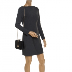 Pre Owned Valentino Black Leather Small Rockstud Glam Lock Flap Bag