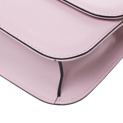 Pre Owned Valentino Pink Leather Rockstud Medium Glam Lock Flap Bag
