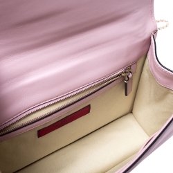 Pre Owned Valentino Pink Leather Rockstud Medium Glam Lock Flap Bag