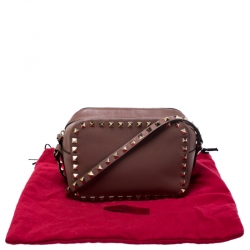 Pre Owned Valentino Old Rose Leather Studded Crossbody Bag