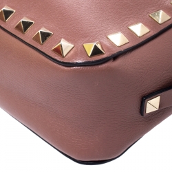 Pre Owned Valentino Old Rose Leather Studded Crossbody Bag