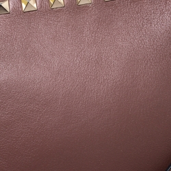 Pre Owned Valentino Old Rose Leather Studded Crossbody Bag