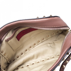 Pre Owned Valentino Old Rose Leather Studded Crossbody Bag