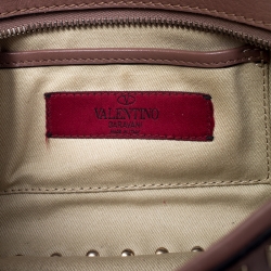 Pre Owned Valentino Old Rose Leather Studded Crossbody Bag