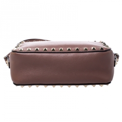 Pre Owned Valentino Old Rose Leather Studded Crossbody Bag