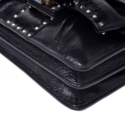 Valentino Black Leather Rockstud Bow Chain Clutch