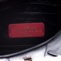 Valentino Black Leather Rockstud Bow Chain Clutch