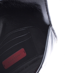 Pre Owned Valentino Black Leather Rockstud Bow Chain Clutch