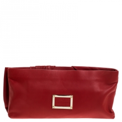 Pre Owned Valentino Red Leather Bow Flap Clutch