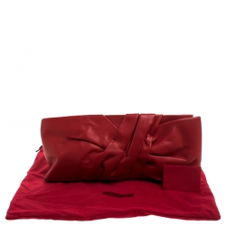 Pre Owned Valentino Red Leather Bow Flap Clutch