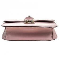 Pre Owned Valentino Pink Leather Small Glam Lock Chain Shoulder Bag