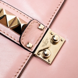 Pre Owned Valentino Pink Leather Small Glam Lock Chain Shoulder Bag
