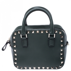 مملوكة مسبقًا Valentino Dark Green Leather Rockstud Crossbody Bag