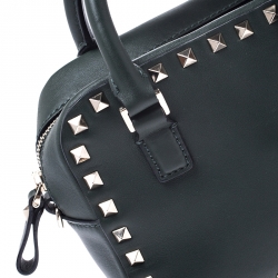 مملوكة مسبقًا Valentino Dark Green Leather Rockstud Crossbody Bag