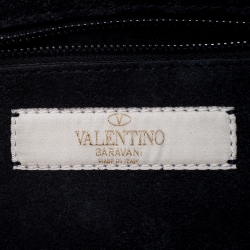 Pre Owned Valentino Black Leather Guitar Rolling Rockstud Shoulder Bag