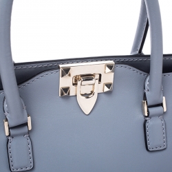 Pre Owned Valentino Pale Blue Leather Small Rockstud Trapeze Tote