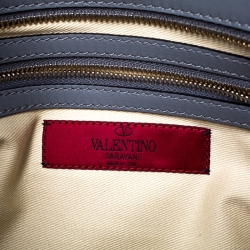 Pre Owned Valentino Pale Blue Leather Small Rockstud Trapeze Tote