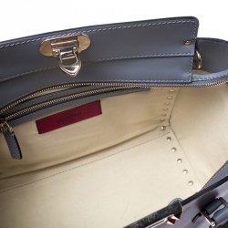 Pre Owned Valentino Pale Blue Leather Small Rockstud Trapeze Tote