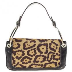 مملوكة مسبقًا Valentino Leopard Pony Hair Shoulder Bag