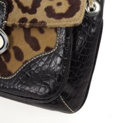 مملوكة مسبقًا Valentino Leopard Pony Hair Shoulder Bag