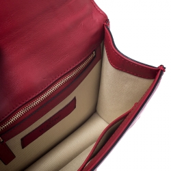 Pre Owned Valentino Red Leather Small Rockstud Glam Lock Flap Bag