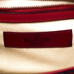 Pre Owned Valentino Red Leather Small Rockstud Glam Lock Flap Bag