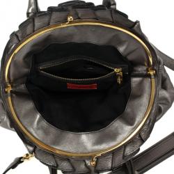مملوكة مسبقًا Valentino Metallic Pleated Studded Dome Satchel