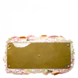 Pre Owned Valentino Multicolor Flower Applique Patent Leather Tote