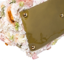 Pre Owned Valentino Multicolor Flower Applique Patent Leather Tote
