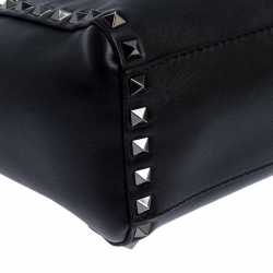Pre Owned Valentino Black Leather Mini Rockstud Trapeze Tote