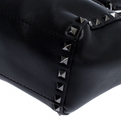 Pre Owned Valentino Black Leather Mini Rockstud Trapeze Tote
