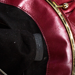 Pre Owned Valentino Red Pleated Leather Studded Satchel