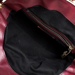 Pre Owned Valentino Red Pleated Leather Studded Satchel