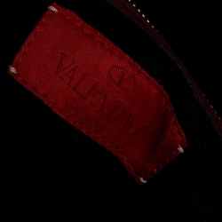 Pre Owned Valentino Red Pleated Leather Studded Satchel