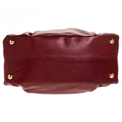 Pre Owned Valentino Red Pleated Leather Studded Satchel
