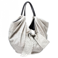 Pre Owned Valentino White Nappa Leather Studded Folie Bow Hobo