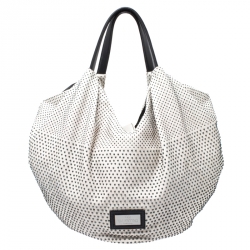 Pre Owned Valentino White Nappa Leather Studded Folie Bow Hobo