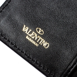 Pre Owned Valentino Black Leather Rockstud Continental Wallet